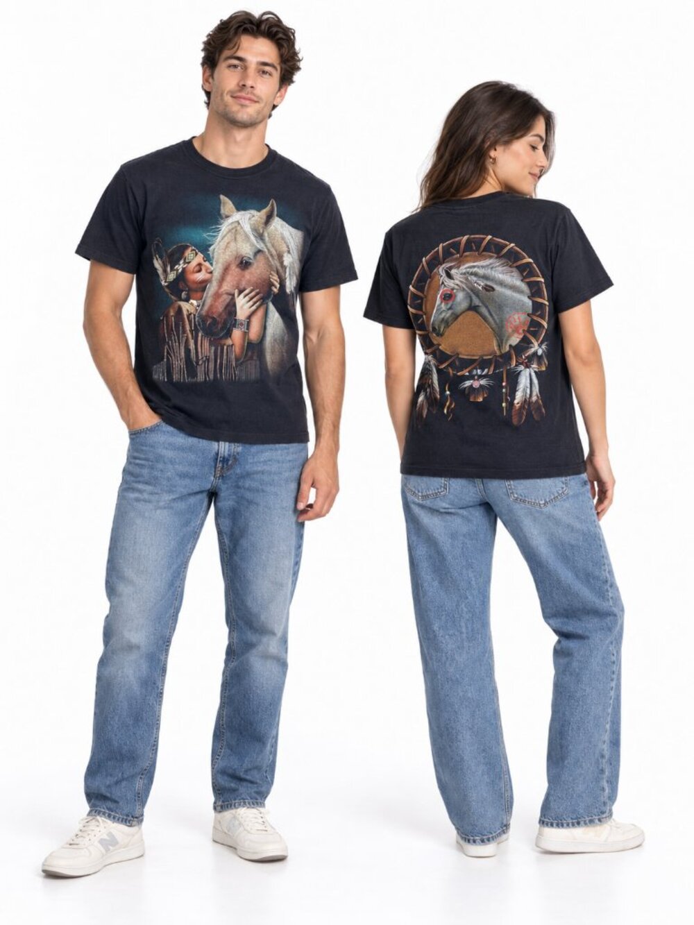 Rock Eagle Double Sided Horse Graphic T-Shirt M Single Stitch